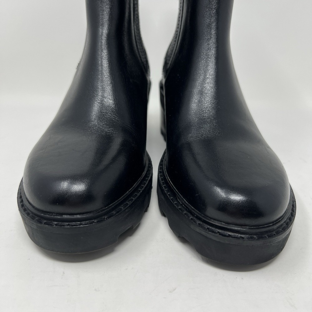 Madewell Gwenda Women's 8 Platform Ankle Chelsea Boots Black Stacked Heel NN019 - Picture 7 of 14